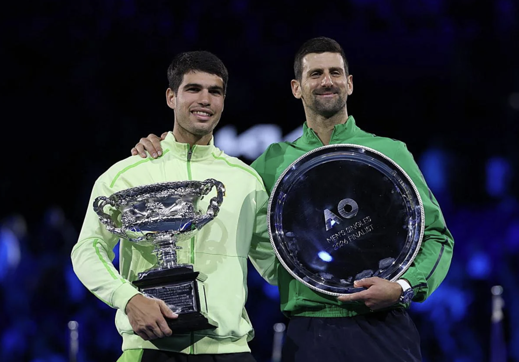 Nole and Carlos with the trophies